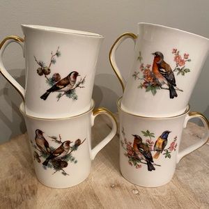 Rosina Fine Bone China Set of 4 Mugs with Beautiful Birds